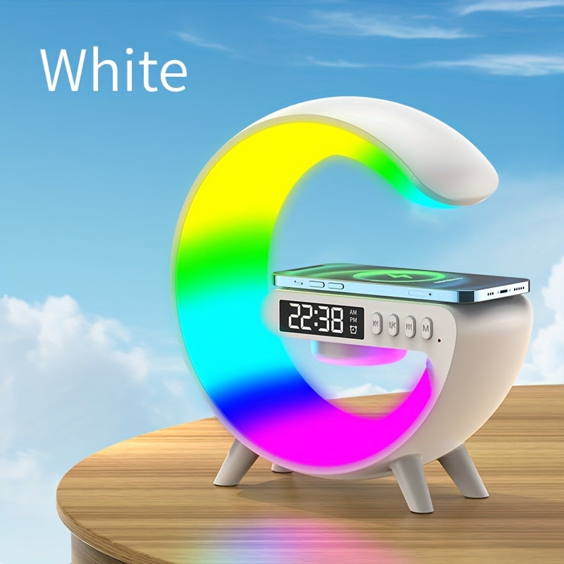 Multifunctional Big G Wireless Speaker with Atmosphere Light & Mobile Charging - Clock Feature for Night-time Use