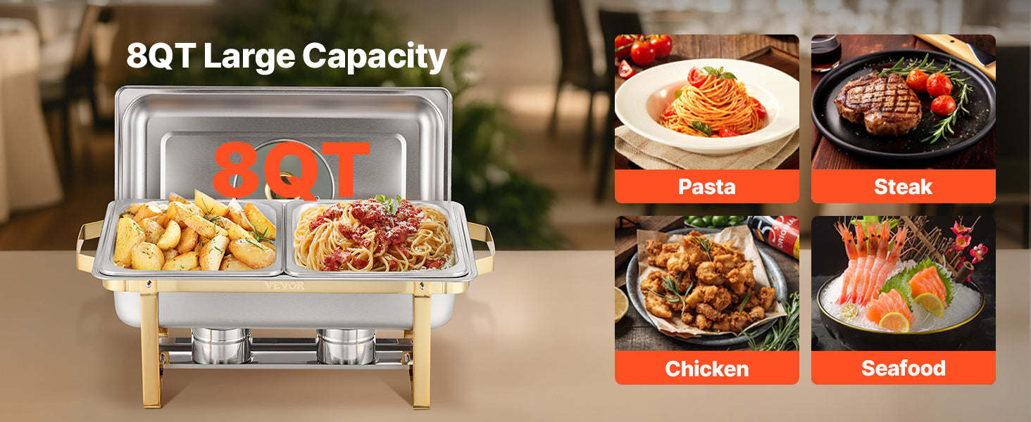 SucceBuy 2/4 Pack Chafing Dish Buffet Set Stainless Steel Chafer with Half Size Pans Rectangle Catering Warmer for Party Banquet