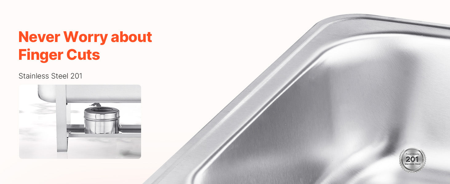 VEVOR 8 Qt 4/6 Pack Chafing Dish Buffet Set Stainless Steel Chafer Rectangle Catering Warmer Server with Lid Water Pan for party