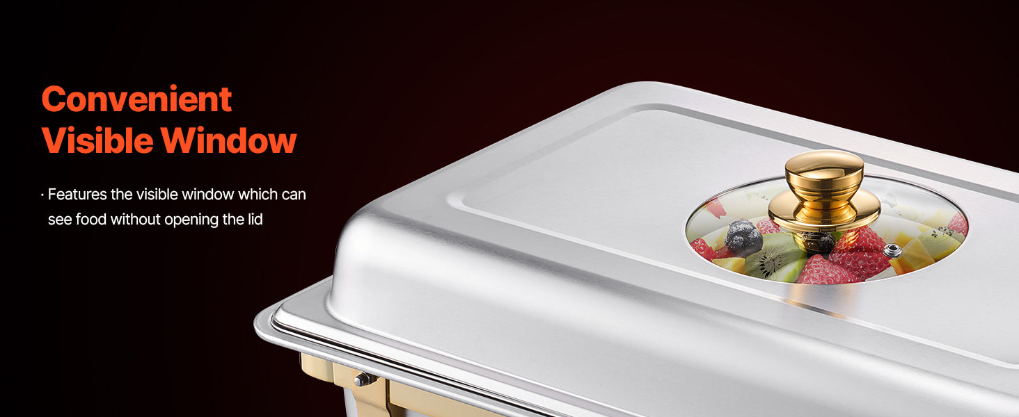 SucceBuy 2/4 Pack Chafing Dish Buffet Set Stainless Steel Chafer with Half Size Pans Rectangle Catering Warmer for Party Banquet