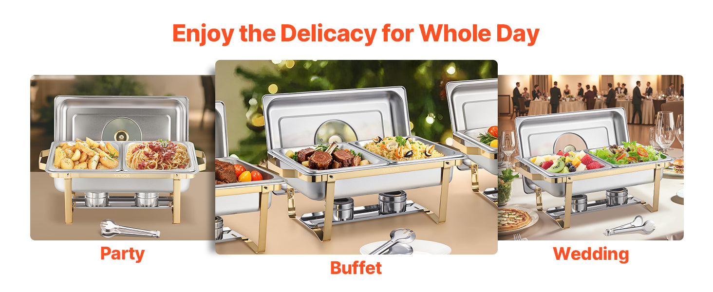 SucceBuy 2/4 Pack Chafing Dish Buffet Set Stainless Steel Chafer with Half Size Pans Rectangle Catering Warmer for Party Banquet