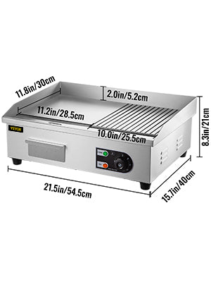 SucceBuy 14"-22" Electric Countertop Griddle Teppanyaki Grill 1600W/3200W Stainless Steel Flat Top Grills for Pancake Chicken