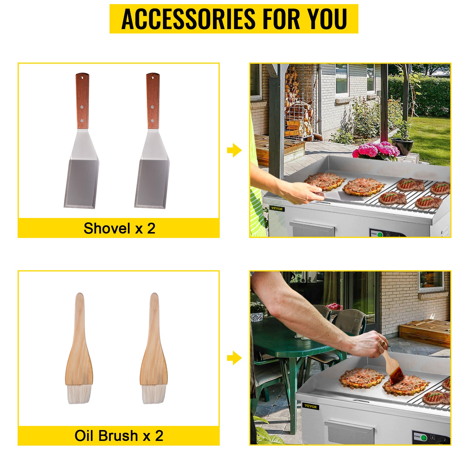 SucceBuy 14"-22" Electric Countertop Griddle Teppanyaki Grill 1600W/3200W Stainless Steel Flat Top Grills for Pancake Chicken