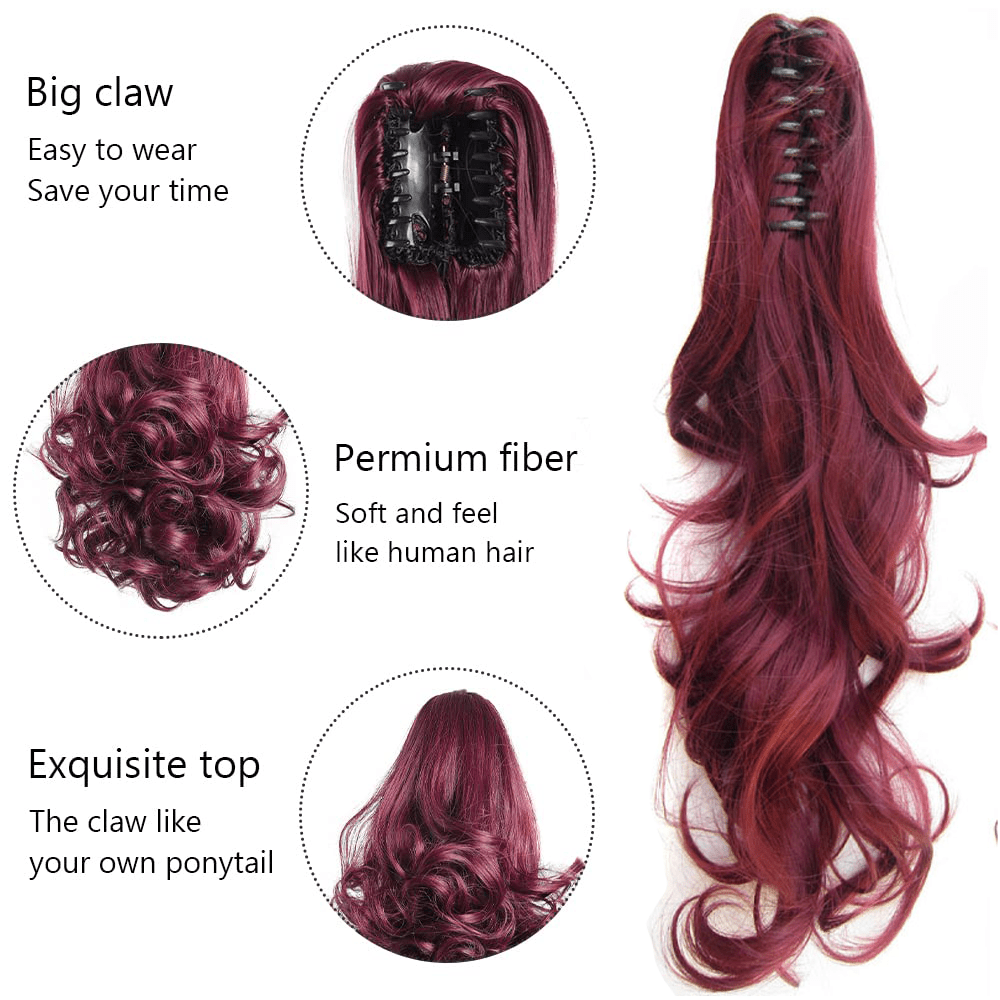Claw Clip In Body Wave Hair Extensions Long Curly Wavy Ponytail Hair Extensions Synthetic Hair Pieces for Women Girls, Quick Hairstyle, Clip In Hair, Fashionable Wig, Loose Wave, Durable Clipins, High Quality Extensions, Wavy