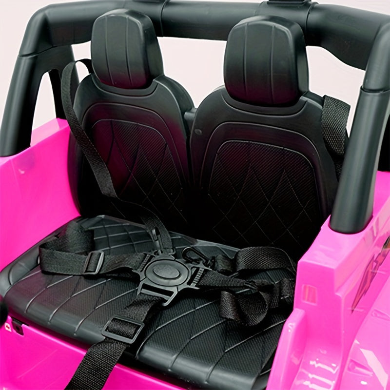 Perfect gifts for childhood 12v ride on car w/remote control, children's toy off-road vehicle w/ power display, LED headlight, 3-point safety belt, 4 independent shock absorber, 2 powerful motors