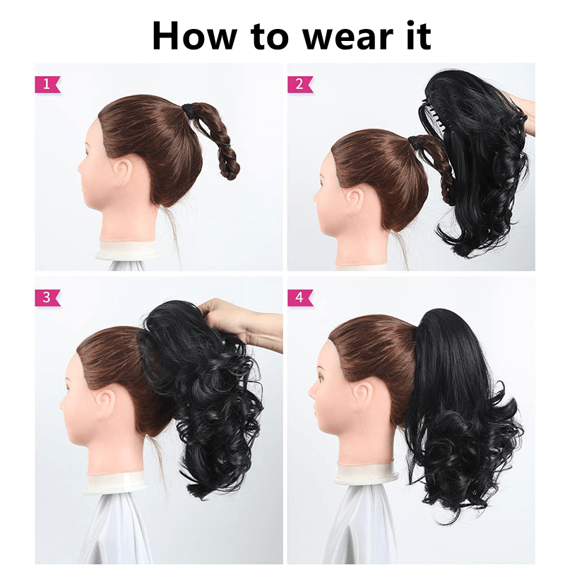 Claw Clip In Body Wave Hair Extensions Long Curly Wavy Ponytail Hair Extensions Synthetic Hair Pieces for Women Girls, Quick Hairstyle, Clip In Hair, Fashionable Wig, Loose Wave, Durable Clipins, High Quality Extensions, Wavy