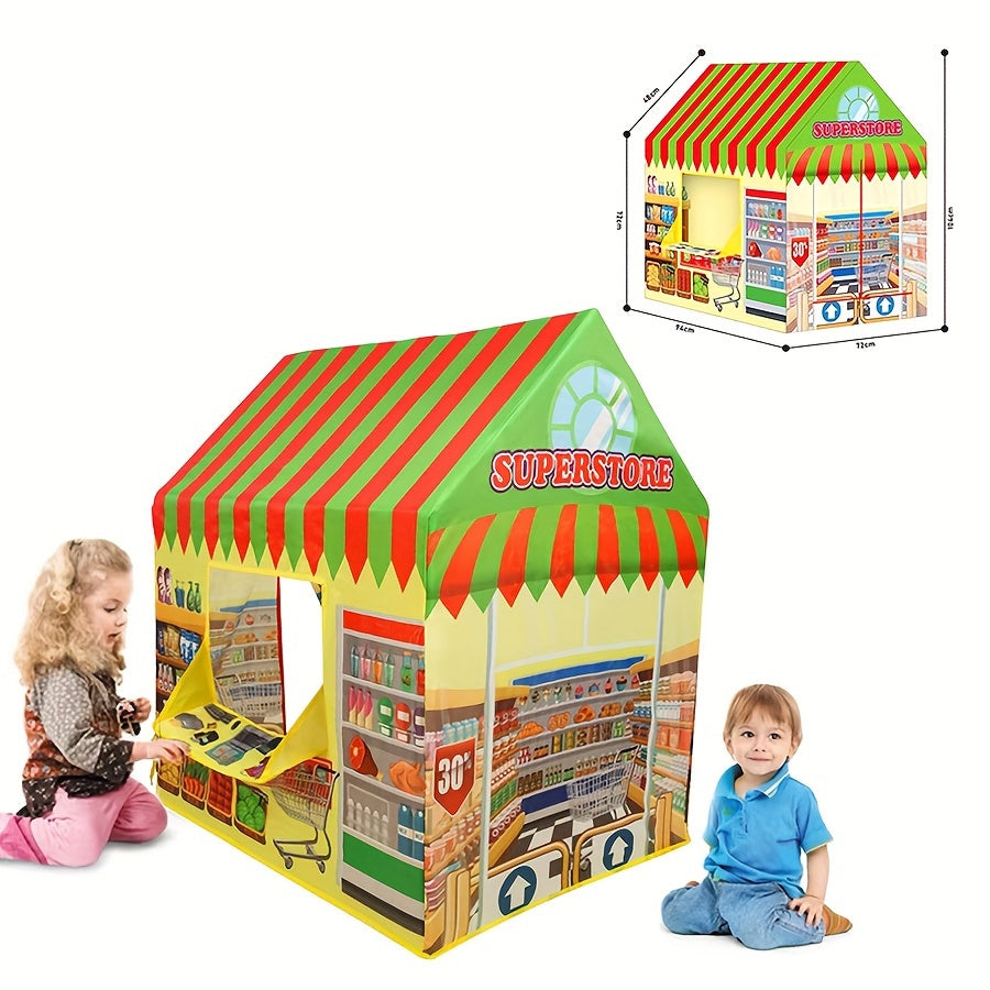 Superstore Playhouse Tent: Kids' Toy House with Windows, Suitable for Indoor and Outdoor Play, Ages 0-3, Waterproof