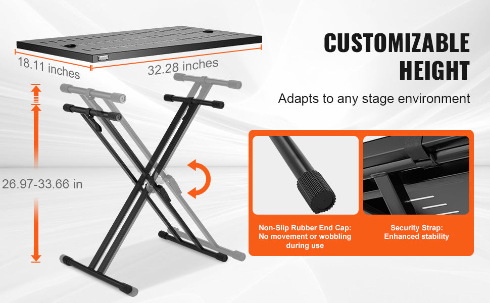 SucceBuy DJ Table Stand 32"x20" Portable DJ Laptop and Controller  Foldable Double-X Braced Keyboard Stand Tabletop Audio Mixer