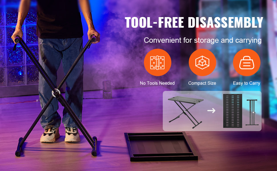 SucceBuy DJ Table Stand 32"x20" Portable DJ Laptop and Controller  Foldable Double-X Braced Keyboard Stand Tabletop Audio Mixer