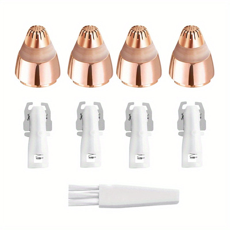 Painless Eyebrow Hair Remover Replacement Heads - Replacement Blades with Cleaning Brush, No Electricity Needed, for Home, Salon, or Travel - Compatible with Manual Trimmers - As Seen On TV (Rose Golden), Salon Grooming Tool,