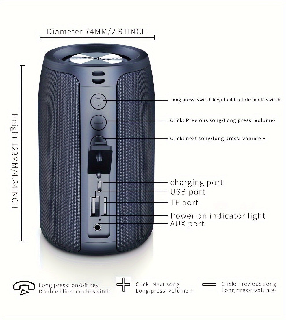 ZEALOT S32 5W Wireless Speakers, Outdoor Portable Subwoofer Speaker, Wireless Speaker, Dual Pairing, 1800mAh Battery, 8 Hours Playtime Loud Stereo, Booming Bass. Charging Cable TF USB Plug-in Card Compatible