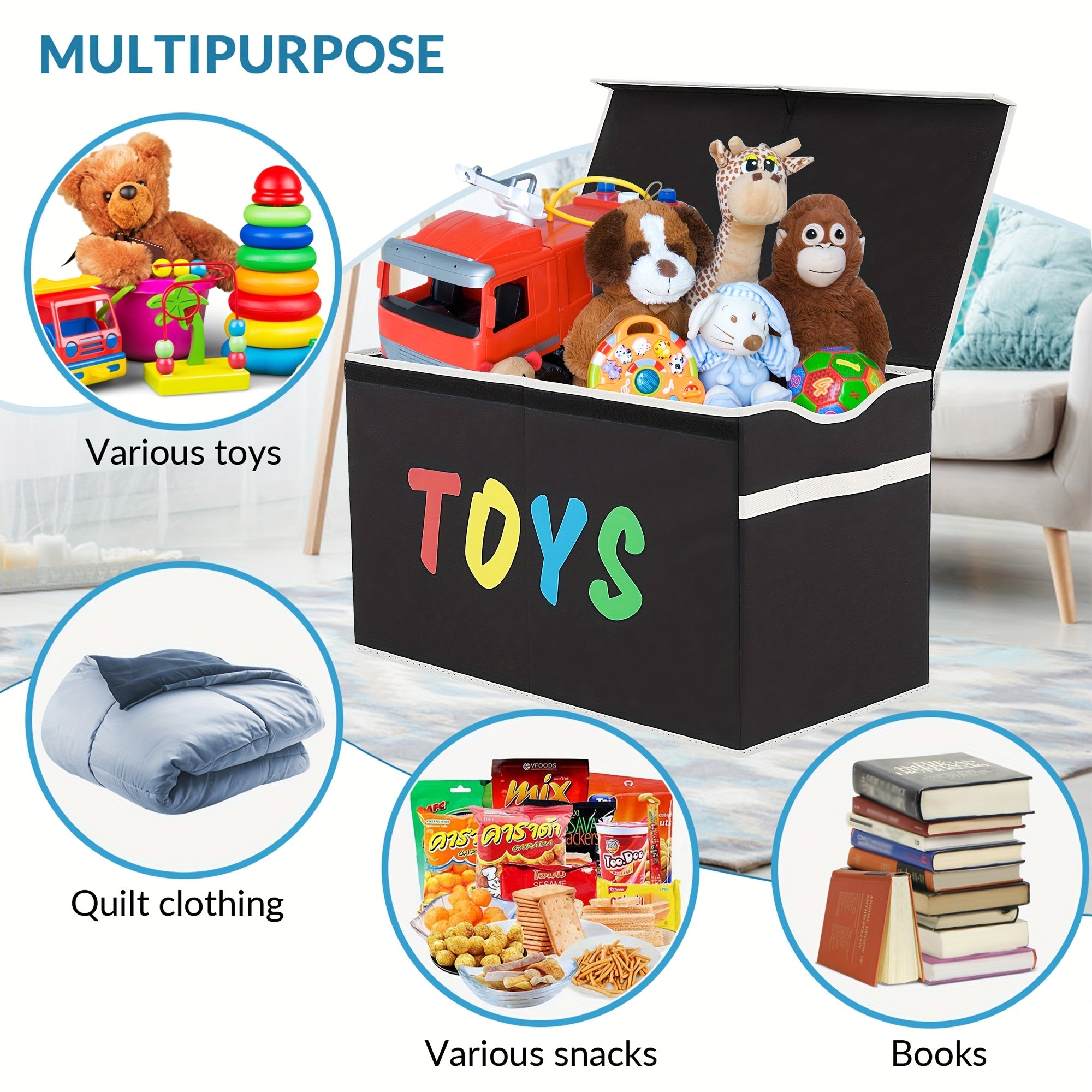 Extra Large Toy Box, Collapsible Sturdy Kids Toy Chest For Boys, Girls, Kids, Toy Storage Organizer Storage Bins With Lids, Toy Box Basket For Living Room, Bedroom, Nursery
