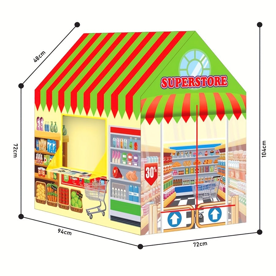 Superstore Playhouse Tent: Kids' Toy House with Windows, Suitable for Indoor and Outdoor Play, Ages 0-3, Waterproof