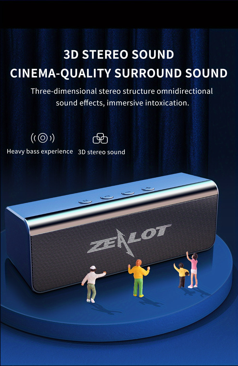 ZEALOT S31 10w Futuristic Portable Wireless Speaker, 10 Hours Playtime Loud Stereo, Compatible With Mobile Phone/Tablet/Tv. Tf/Usb/Aux Compatible, Speaker For Home/Car/Outdoor/Camping, Gift For Thanksgiving/Christmas