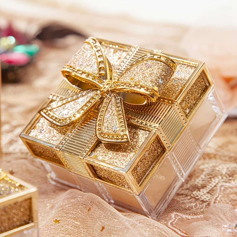 Elegant Bowknot Air Powder - Lightweight, Long-Lasting Oil Control &amp; Waterproof Setting Powder for All Skin Tones, Ivory White &amp; Cool Beige, Matte Finish with Glittery Golden Bow Design