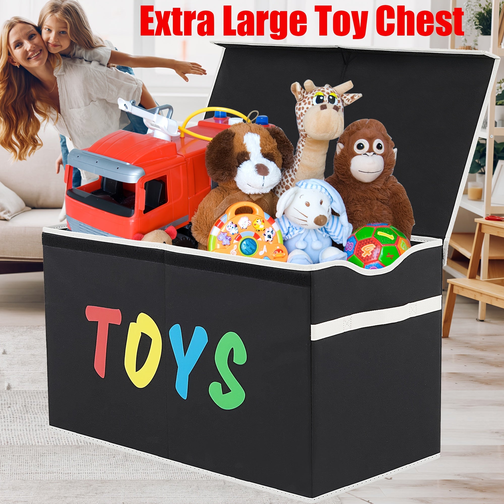 Extra Large Toy Box, Collapsible Sturdy Kids Toy Chest For Boys, Girls, Kids, Toy Storage Organizer Storage Bins With Lids, Toy Box Basket For Living Room, Bedroom, Nursery