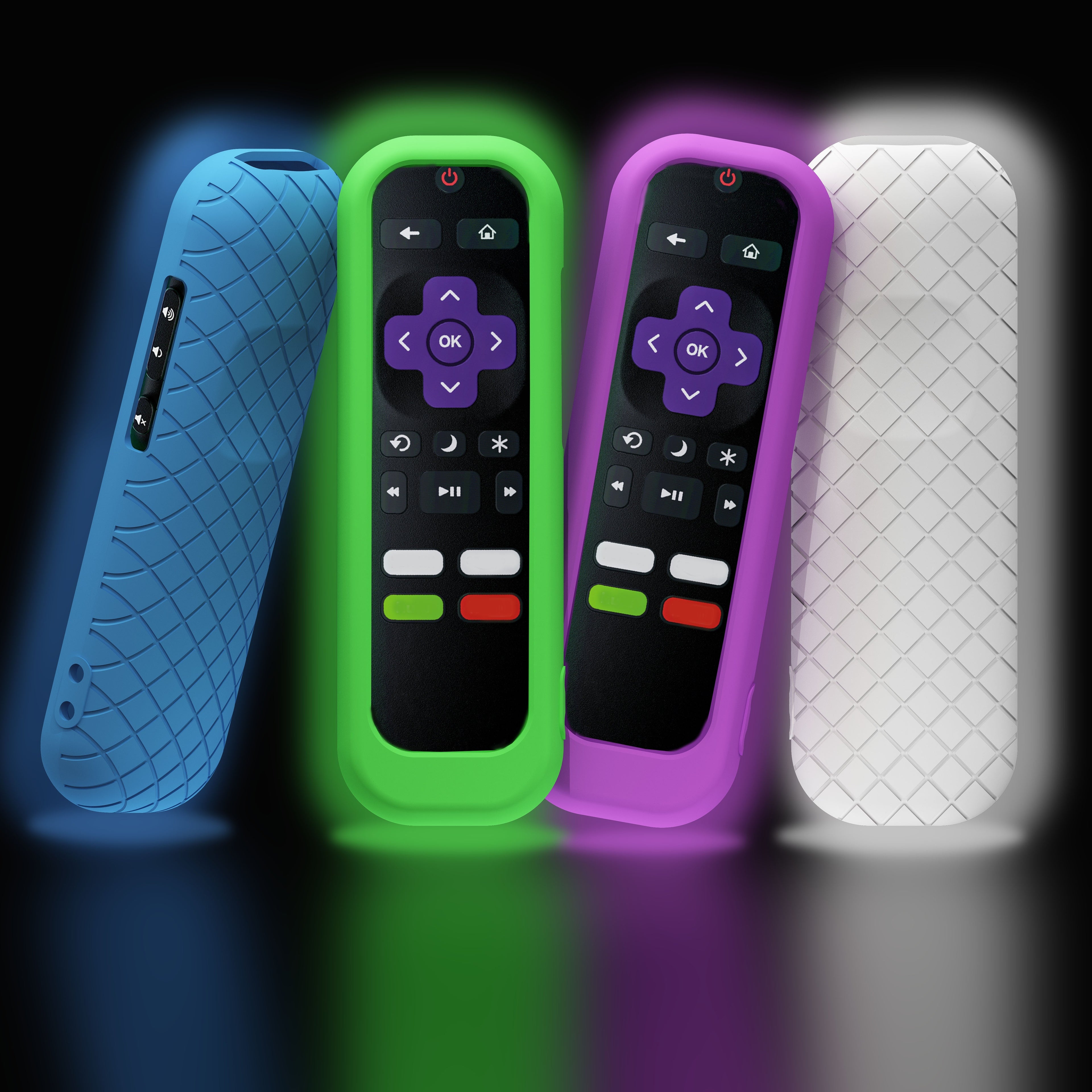 1pc Roku TV Remote Cover, Glow in the Dark Silicone Sleeve Case, Compatible with TCL Hisense Roku TV Steaming Stick 4K 4K+ Voice Remote, Universal Protective Battery Cover, 2022 Model, Uncharged, No Battery Included