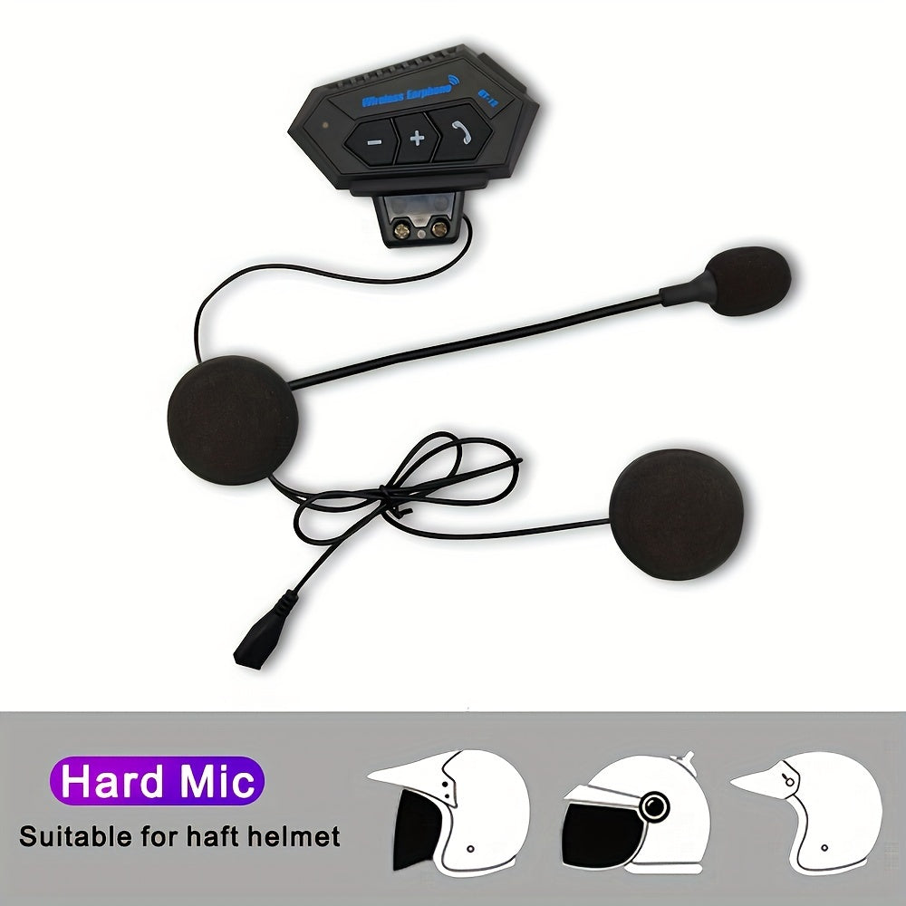 Wireless 12, Wireless Motorcycle Helmet Earphone Headset Hands-free Call Kit Stereo Waterproof Music Player Speaker, Christmas Gift