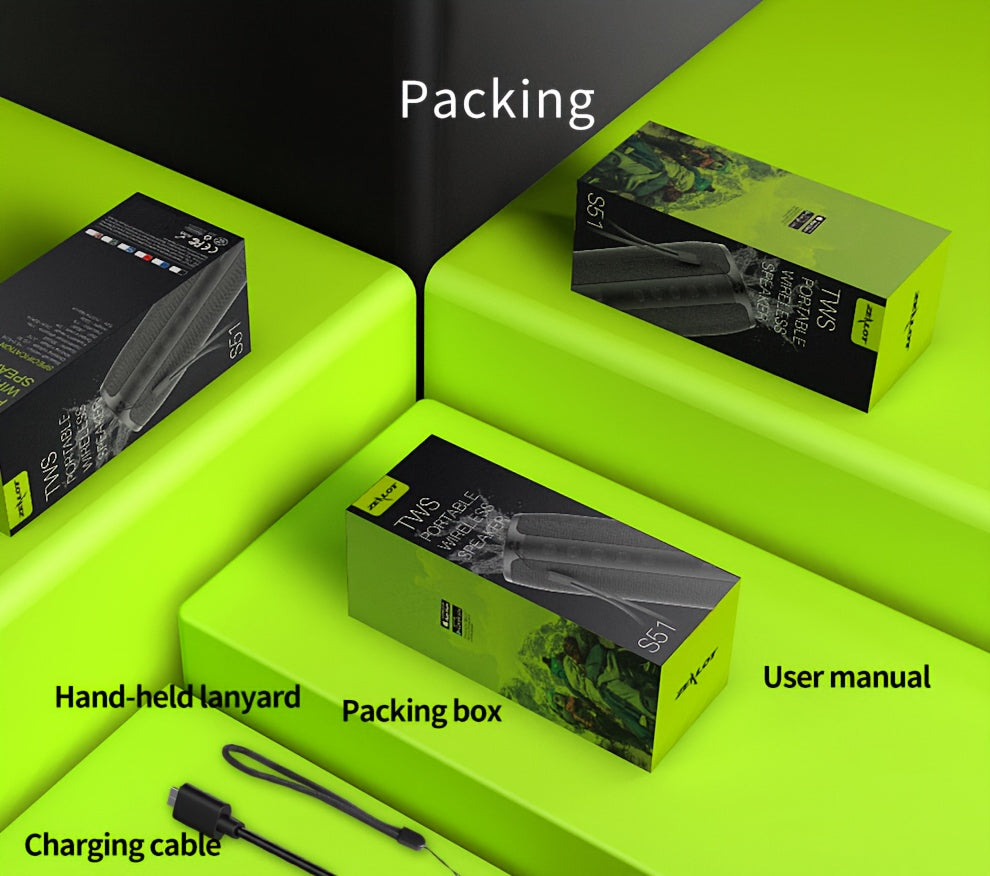 ZEALOT S51 20W Wireless Speakers, Portable Subwoofer Speaker, Wireless Speaker, Dual Pairing, 1800mAh Battery, 10 Hours Playtime Loud Stereo, Booming Bass, Charging Cable And Aux Cable, FM TF USB Plug-in Card Compatible, Conn