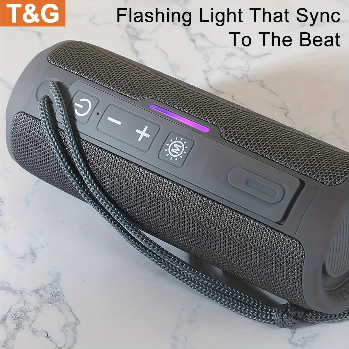 [Wireless Speaker] T&G 365 Wireless Speaker - Portable Wireless Speaker with LED Light, Built-in Microphone, Surround Sound - Supports Audio Cable, Micro SD/TF Card, PC, Smartphone or Tablet, USB Port, Tabletop Mounting, Butt