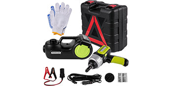 SucceBuy 4-In-1 Electric Car Jack 12V 5T Portable Hydraulic Jack Impact Wrench Tire Compressor Lifting LED Light Car Repair Tool