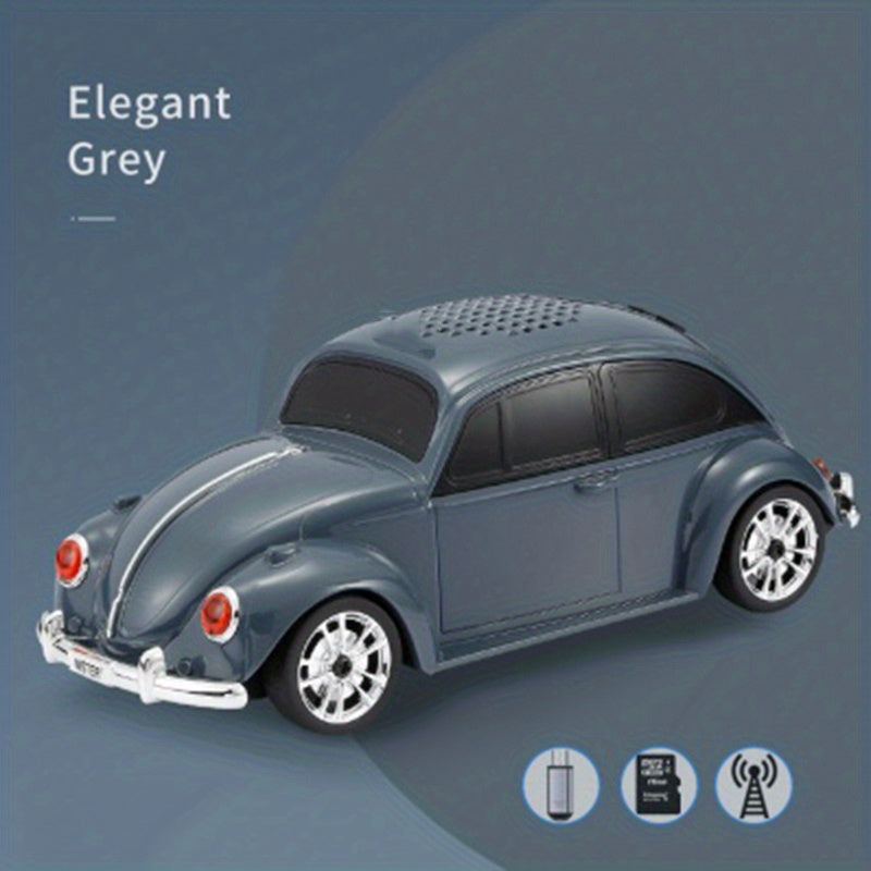 Small car speaker with lights, rear trunk can be opened, 3D surround music player, portable speaker can be inserted TF Card U disk flash drive for playback