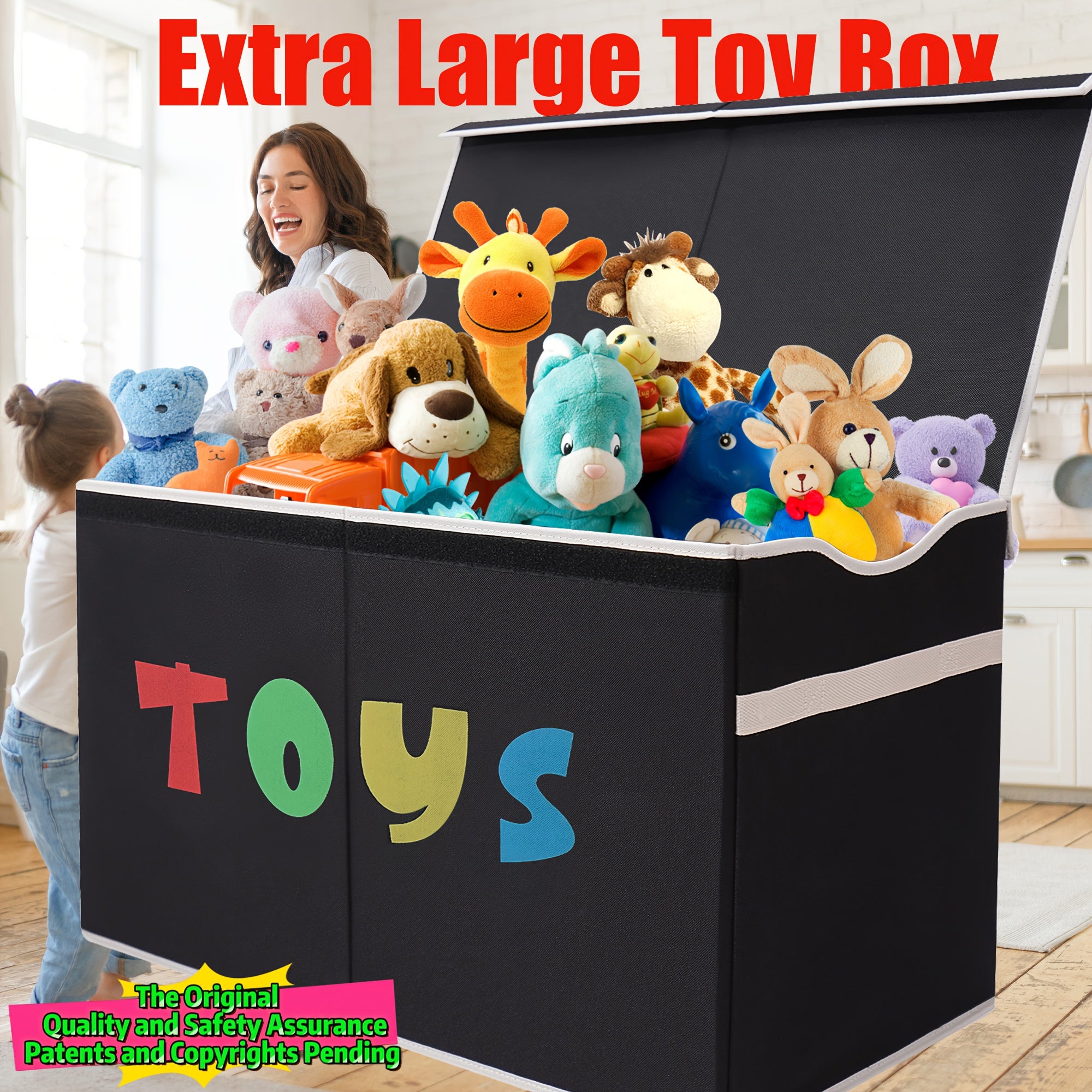 31.7gal Extra Large Toy Box (Patents and Copyrights Pending), Collapsible Sturdy Kids Toy Chest for Boys, Girls, Kids, Toy Storage Organizer Toddler Storage Bins with Lids, Toy Box Baskets for Living Room, Bedroom, Nursery Sh