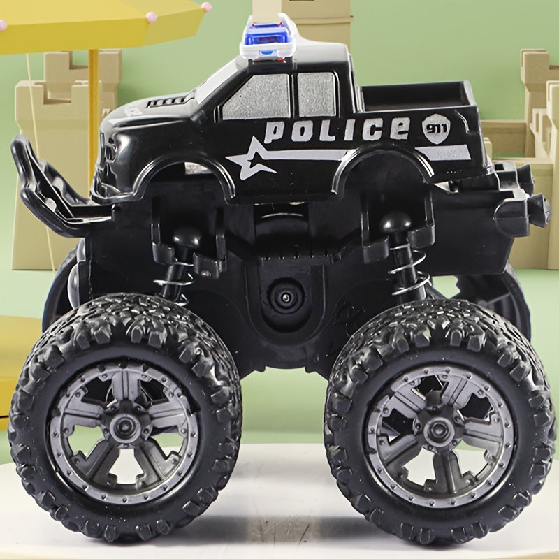 Police Car Rotatable Four-Wheel Drive Inertial Stunt Off-Road Vehicle Model Children'S Toy Boy Toy Car Stall Toy Inertial Off-Road Vehicle Toys Super Resistant Climbing, As Halloween Gift for Winter