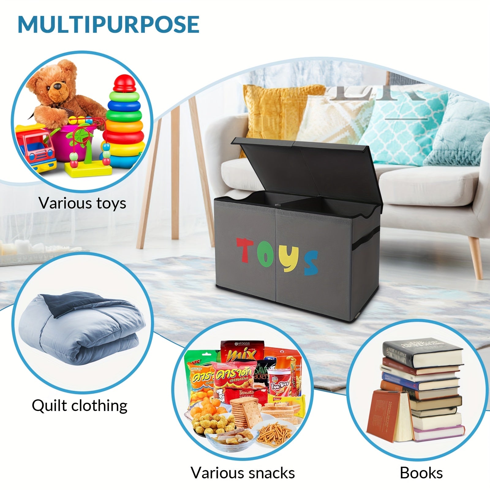 31.7gal Extra Large Toy Box (Patents and Copyrights Pending), Collapsible Sturdy Kids Toy Chest for Boys, Girls, Kids, Toy Storage Organizer Toddler Storage Bins with Lids, Toy Box Baskets for Living Room, Bedroom, Nursery Sh
