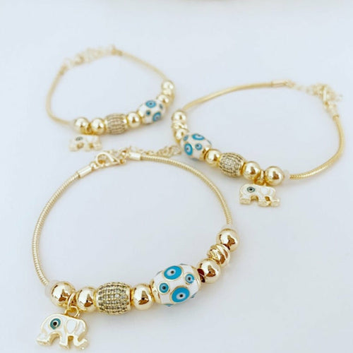 Lucky Charm Evil Eye Bracelet, Gold Chain Bracelet, Evil Eye Jewelry