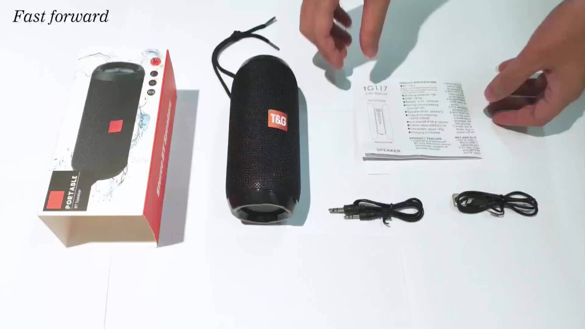 TG117 Portable Wireless Speaker Outdoor Waterproof HiFi Column Stereo Surround Loudspeaker Hands-free TF Card AUX TWS Sound - Enjoy Music Play