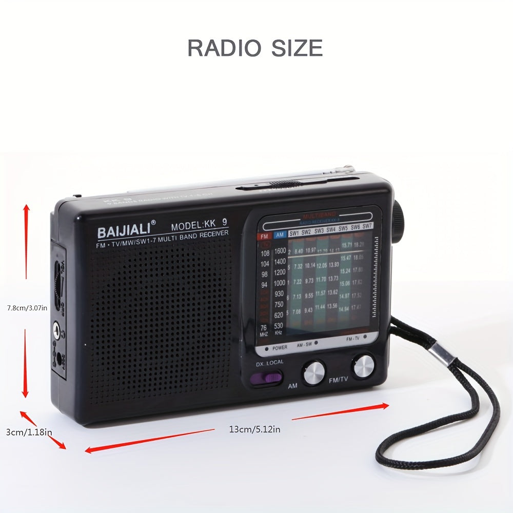 Portable Radio AM FM SW1-7, Transistor Radio with Loud Speaker, Headphone Jack, 2AA Battery Operated Radio, Pocket Radio for Indoor, Outdoor and Emergency Use KK-9