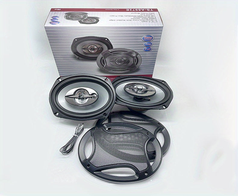 [2Pcs] 6×9 Inch Coaxial Speaker, 5-Way Speaker, 1000W Max Power, mid-tweeter, Car Door Horn Subwoofer Speaker, Dust Cover And Audio Cable Included