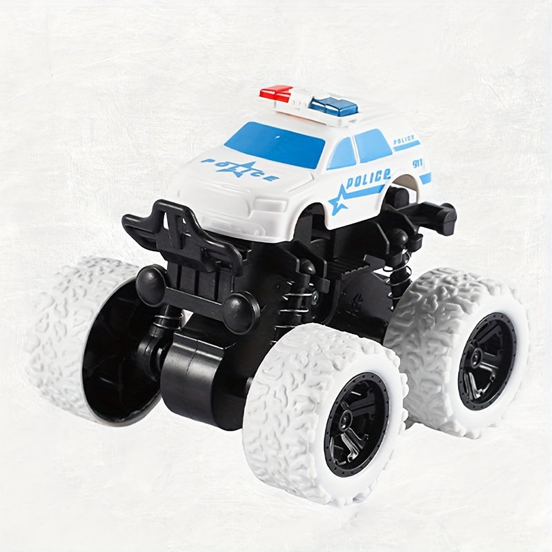 Police Car Rotatable Four-Wheel Drive Inertial Stunt Off-Road Vehicle Model Children'S Toy Boy Toy Car Stall Toy Inertial Off-Road Vehicle Toys Super Resistant Climbing, As Halloween Gift for Winter