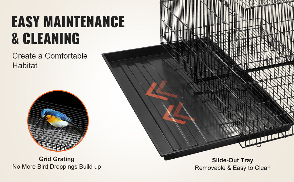 SucceBuy 30In Flight Bird Cage Stackable Divided Small Animal Cage for Kinds of Birds Pet Travel Birdcage with Handle and Perche