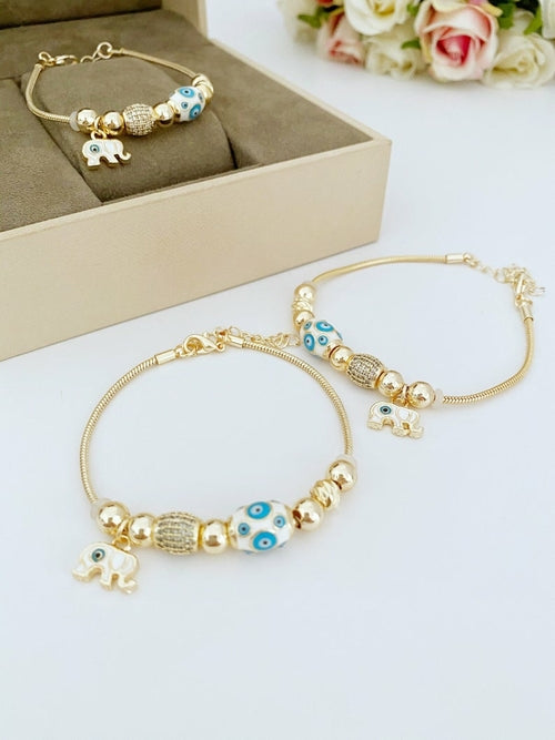 Lucky Charm Evil Eye Bracelet, Gold Chain Bracelet, Evil Eye Jewelry