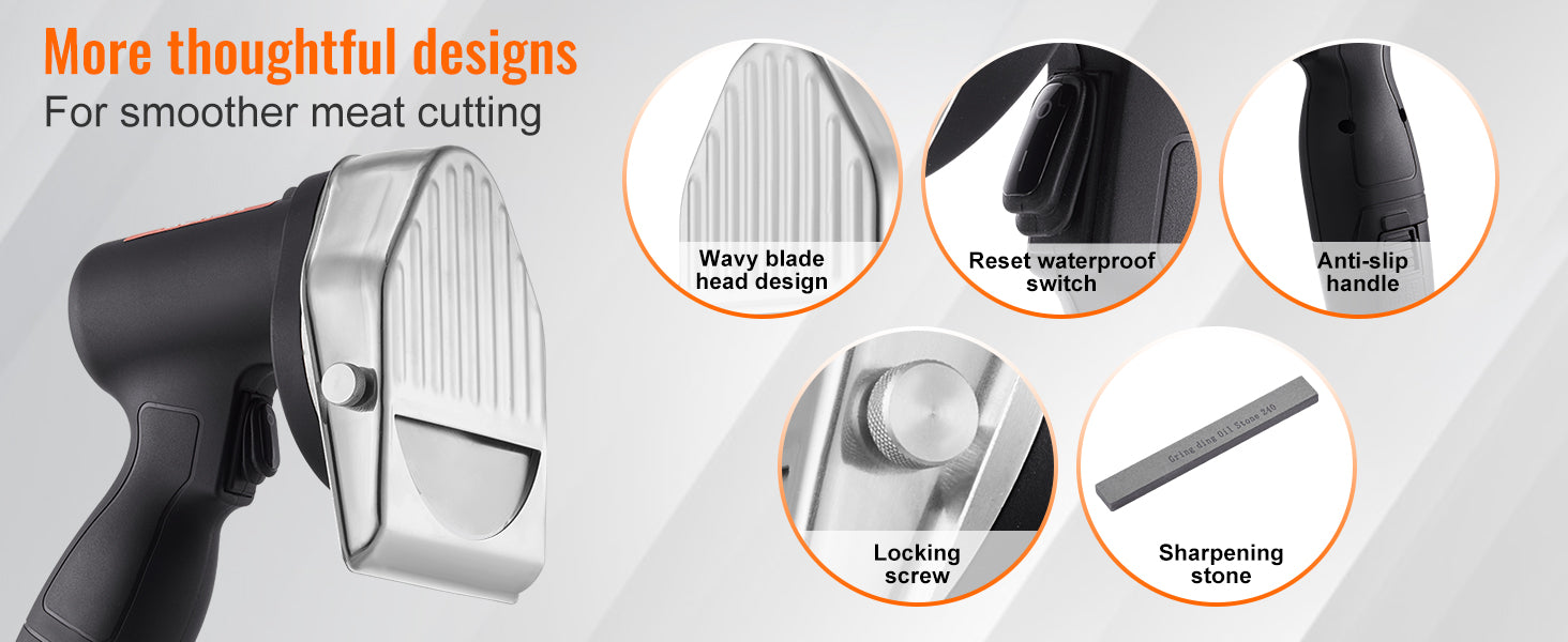 SucceBuy Electric Shawarma Knife, Cordless Battery Professional Turkish Knife Commercial Stainless Steel Gyro Cutter