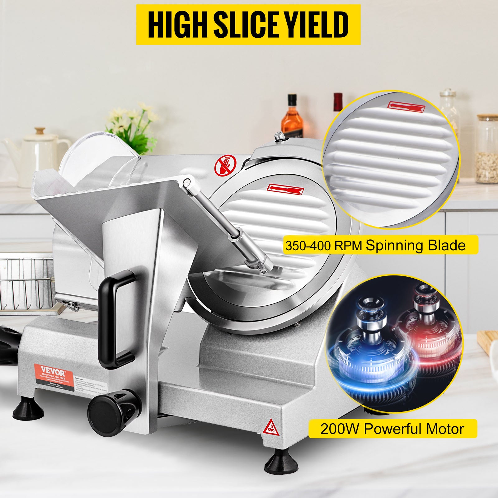 SucceBuy Meat Slicer 200W/240W/320W/340W Electric Deli Food Slicer Adjustable Thickness for Commercial Home Use Cut Meat Cheese