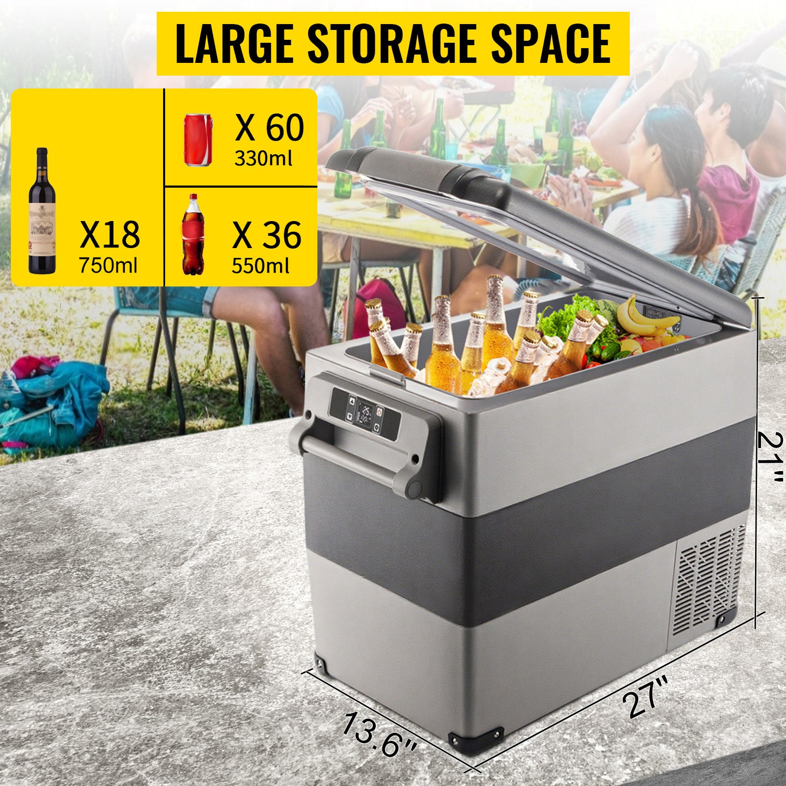 SucceBuy 20L 22L 35L 45L 55L Car Refrigerator Mini Fridge Freezer Portable Compressor Cooler DC 110-240V Ice Box for Camping