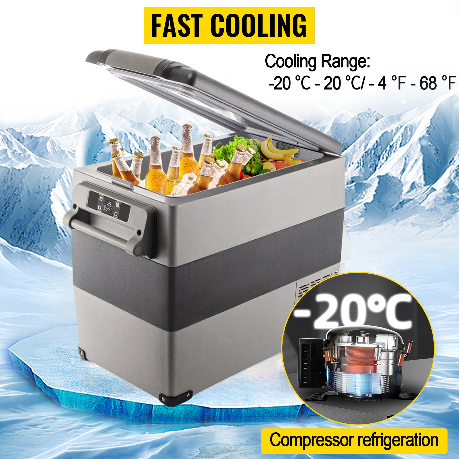 SucceBuy 20L 22L 35L 45L 55L Car Refrigerator Mini Fridge Freezer Portable Compressor Cooler DC 110-240V Ice Box for Camping