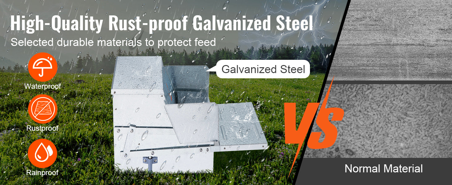 SucceBuy Automatic Chicken Feeder 25 lbs Capacity Feeds 10 Chickens up to 11 Days Galvanized Steel Poultry Feeder