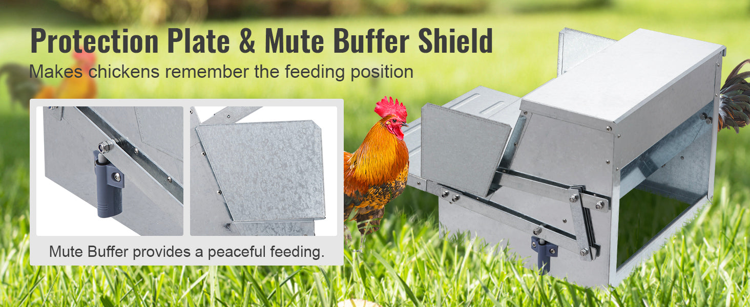 SucceBuy Automatic Chicken Feeder 25 lbs Capacity Feeds 10 Chickens up to 11 Days Galvanized Steel Poultry Feeder