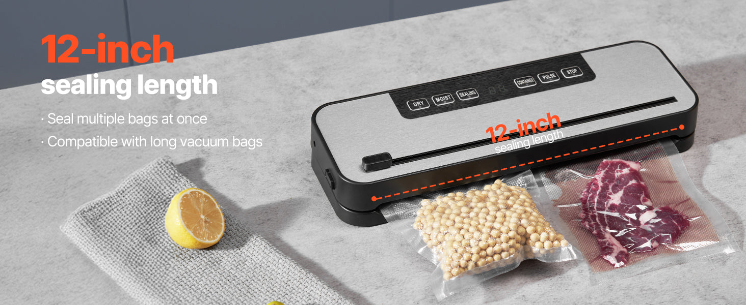 SucceBuy 60Kpa 100W Vacuum Sealer Machine 5-in-1 Multi-Functional Food Sealer with Built-in Cutter Automatic Air Sealing System